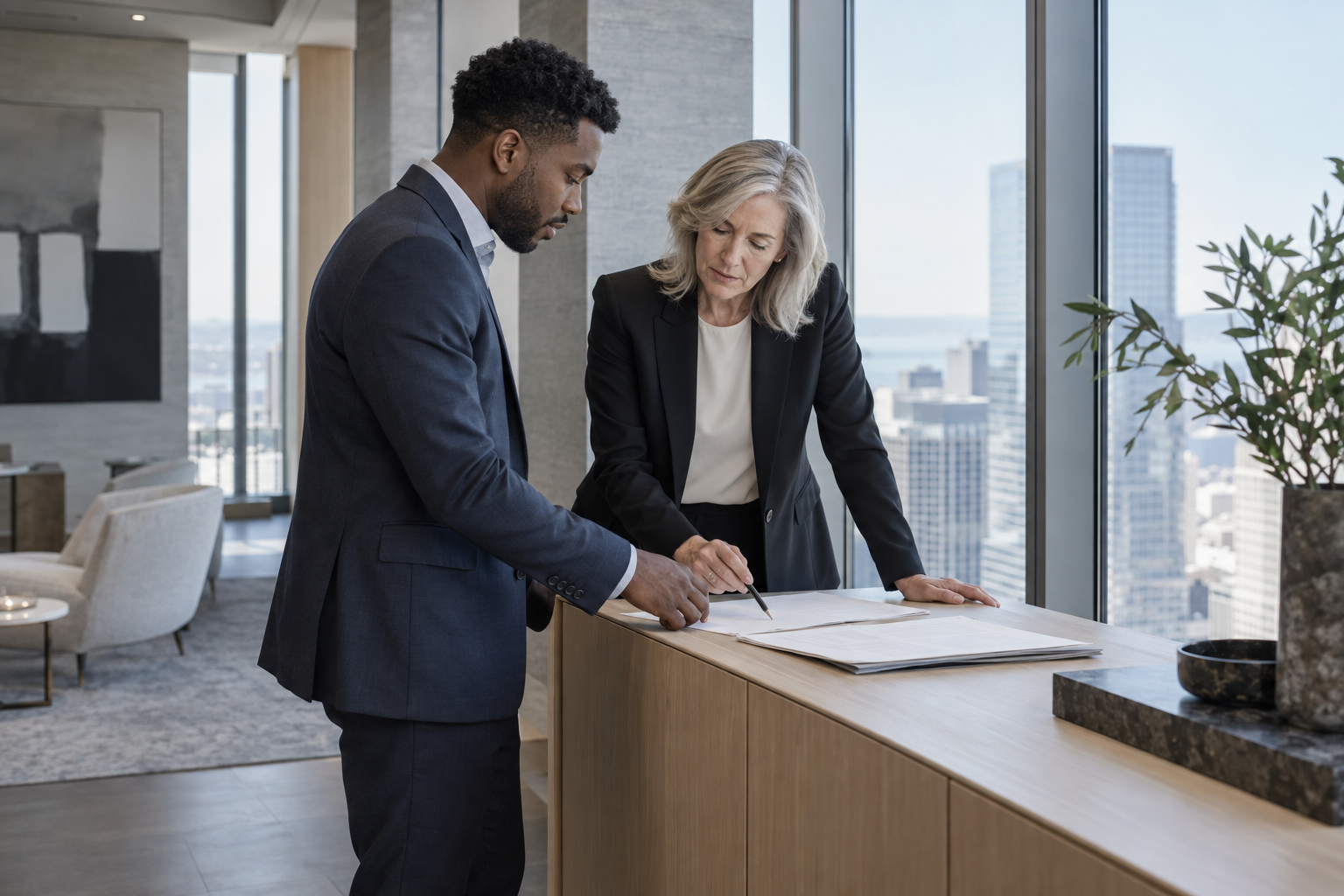 A B2B growth leader and revenue partner aligning a simple operating model in a sunlit executive suite