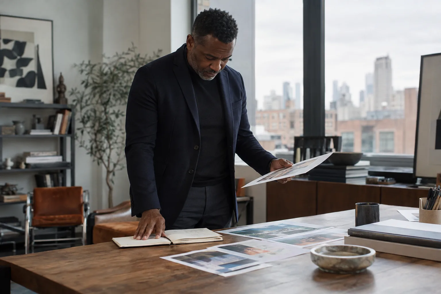 A marketing leader reviewing the quality and purpose of campaign assets before a planning meeting