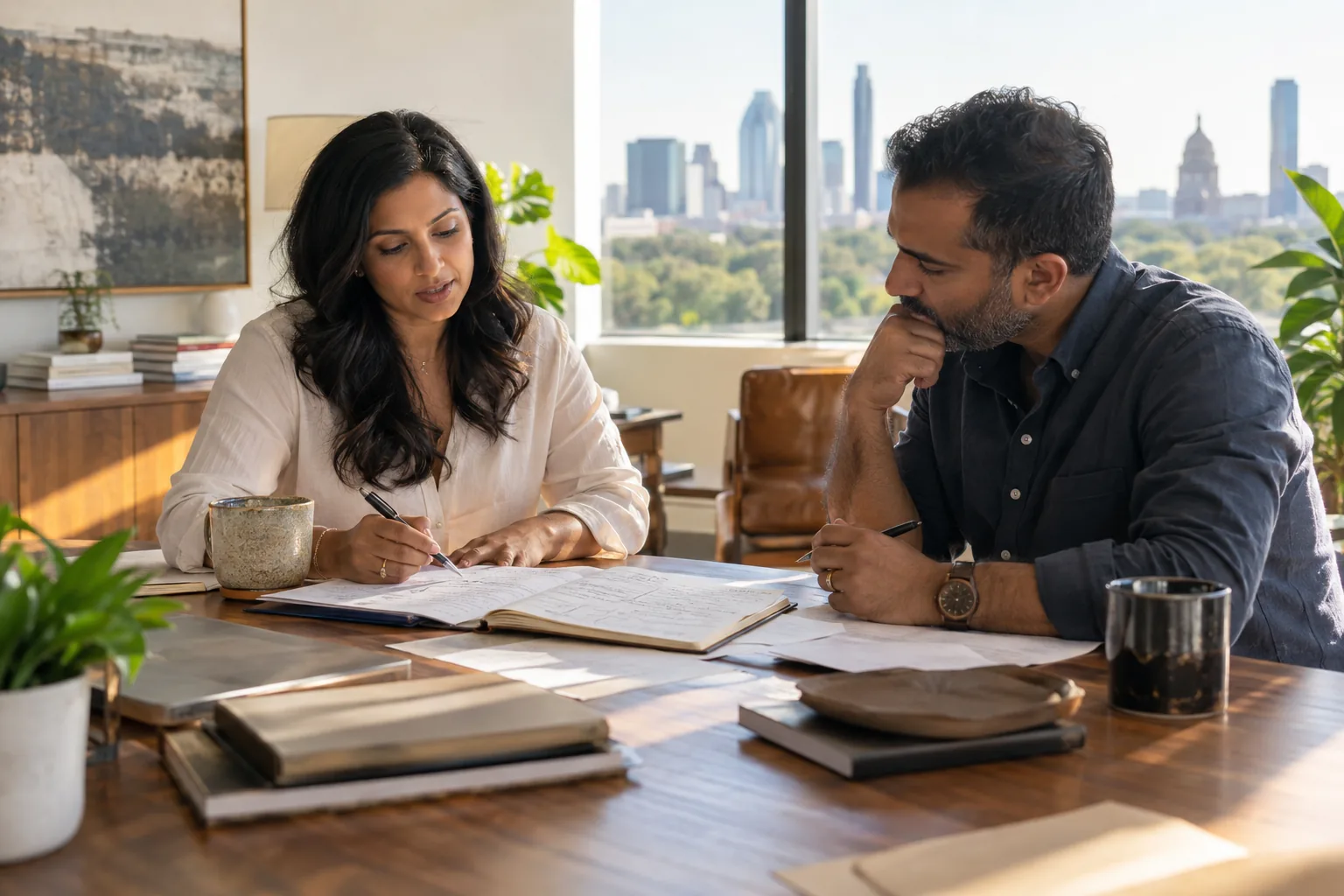 Two B2B leaders working through a focused annual content investment plan